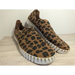 Ilse Jacobsen Tulip 139 Leopard Print Slip On Loafers Brown Black Womens 39